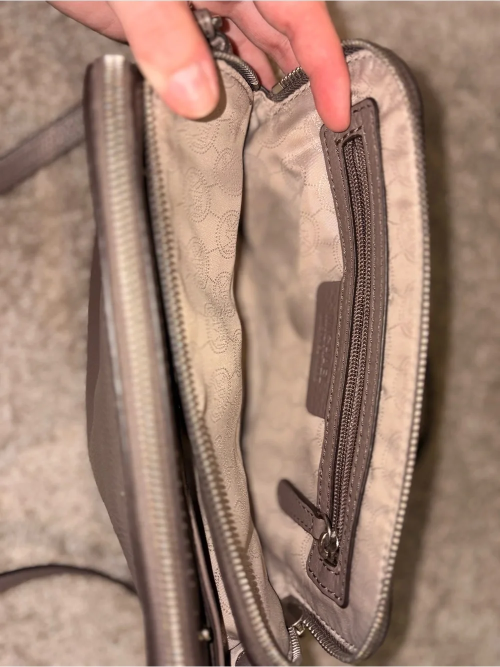Michael Kors Taupe Leather Cross Body Purse